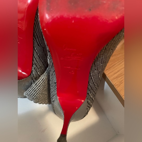 Christian Louboutin Tricot Lurex Sandrine 80 Sock Ankle Boots 42 Grey - Picture 3 of 11